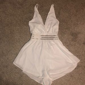 NWT White Tie Back Romper w/ Sheer Waist